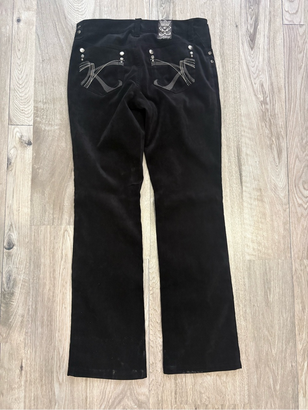 K&R Amanda pants size 26 black velvet bling Y2K bootcut